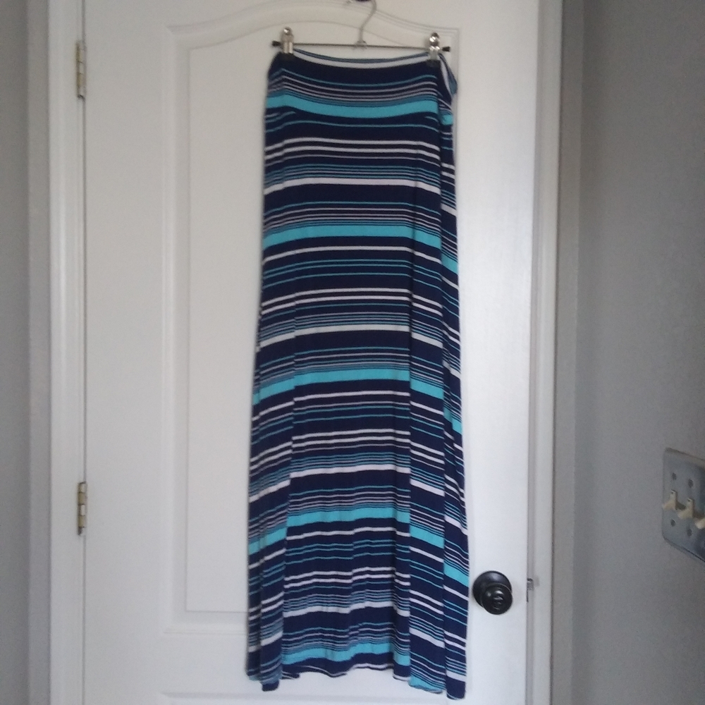 Blue and White Merona Maxi Skirt